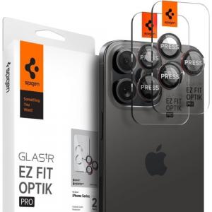 Szkło na aparat Spigen Glas.tR Ez Fit Optik Pro 2-Pack do iPhone 16 Pro Max / 16 Pro / 15 Pro Max / 15 Pro / 14 Pro Max / 14 Pro, czarno-czerwone (L-S