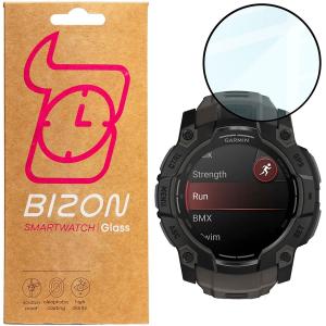 Szkło hybrydowe Bizon Glass Watch Edge Hybrid dla Garmin Instinct 3 50 mm, czarne