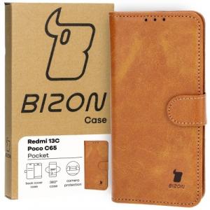 Etui z klapką Bizon Case Pocket do Xiaomi Redmi 13C / Xiaomi Poco C65, brązowe