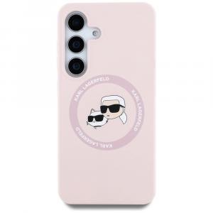 Etui Karl Lagerfeld Hard Case Silicone Karl & Choupette Heads Ring MagSafe do Galaxy S25 Plus, różowe