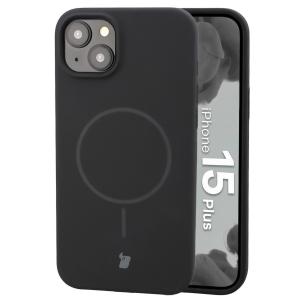 Silikonowe etui z pierścieniem magnetycznym Bizon Soft Case Magnetic do iPhone 15 Plus, czarne