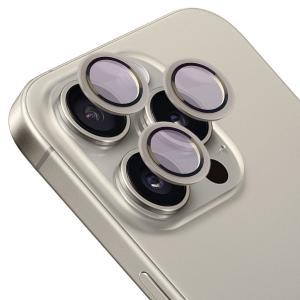 Szkło hartowane na aparat z aplikatorem Bizon Glass Snap Lens do iPhone 15 Pro/15 Pro Max, 1 zestaw, szara ramka