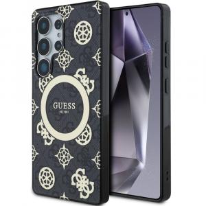 Etui Guess 4G Electroplated Peony MagSafe do Galaxy S25 Ultra, czarne