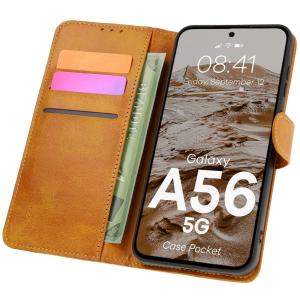 Etui z klapką Bizon Case Pocket do Galaxy A56 5G, brązowe