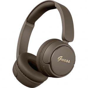 Bezprzewodowe słuchawki nauszne Guess Metal Logo Script Logo Bluetooth 5.3, brązowe