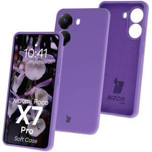 Silikonowe etui Bizon Soft Case do Xiaomi POCO X7 Pro, fioletowe