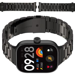 Pasek ze stali nierdzewnej Bizon Strap Watch Aura do Xiaomi Smart Band 9 Pro/8 Pro / Redmi Watch 5/4, czarny