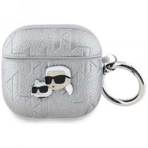 Etui Karl Lagerfeld Monogram Karl & Choupette Head do AirPods 4, srebrne