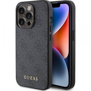 Etui Guess Hard Case 4G Metal Gold Logo do iPhone 15 Pro, szare