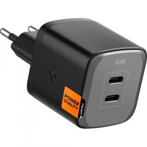 Ładowarka sieciowa Spigen ArcStation Pro GaN 2x USB-C 45W PD 3.0, PPS, SFC, czarna