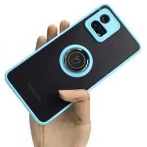 Etui Bizon Case Hybrid Ring do Motorola Moto G72, błękitne