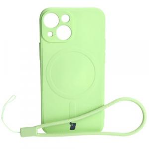 Etui Bizon Case Silicone MagSafe Sq do Apple iPhone 13 Mini, jasnozielone