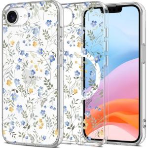 Etui Tech-Protect Flexair MagSafe do iPhone 16e, przezroczyste z kwiatowym wzorem