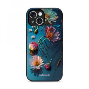 Etui ochronne do iPhone 15, Mobiwear Glossy Case, niebiesko-kwieciste
