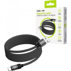 Kabel magnetyczny Mobile Origin Magnetic USB-A / USB-C, QC 3.0, 27W, 480 Mbps, 1m, czarny