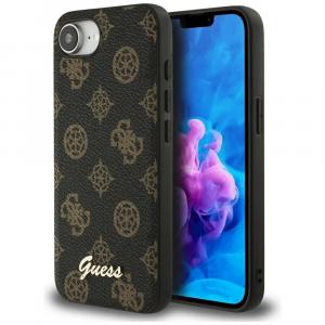 Etui Guess Peony Script Logo MagSafe do iPhone 16e, czarne