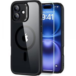 Etui + szkło hartowane ESR Classic Hybrid Halolock do iPhone 16 do MagSafe, przezroczyste z czarną ramką
