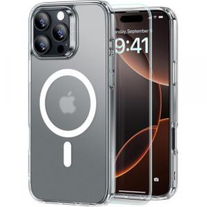 Zestaw Etui + Szkło hartowane, ESR Classic Hybrid Halolock, Tempered Glass do iPhone 16 Pro do MagSafe, półprzezroczysto-białe