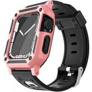 Etui z paskiem Bizon Strap + Case Watch Armor do Apple Watch 41/40 mm, jasnoróżowe