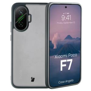 Etui Bizon Case Angelo do Xiaomi POCO F7, półprzezroczyste z szarą ramką