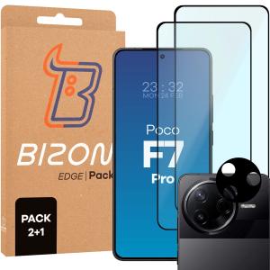 2x Szkło + szybka na aparat Bizon Edge 2 Pack do Xiaomi Poco F7 Pro