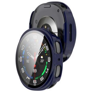 Etui ze szkłem do zegarka Bizon Case+Glass Watch do Galaxy Watch 8 40 mm, niebieskie