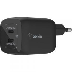 Ładowarka sieciowa Belkin Boost Pro Wall Dual USB-C PD 3.0 PPS GaN 65W, czarna