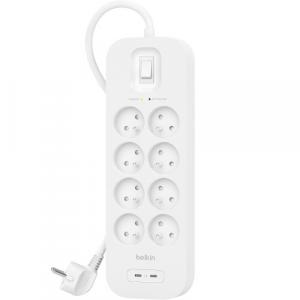 Listwa antyprzepięciowa do 900J Belkin SRB004CA2M, 8x AC EU, 2x USB-C PD, biała