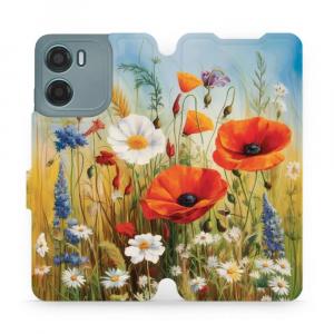 Etui z klapką do Motorola Moto E15, Mobiwear Book, łąkowe kwiaty