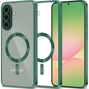 Etui z osłoną aparatu Tech-Protect MagFlex do Galaxy A56 5G do MagSafe, przezroczysto-zielone