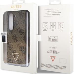 Etui Guess HardCase Leather 4G Triangle Strass do Galaxy Z Fold5, brązowe