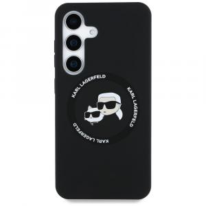 Etui Karl Lagerfeld Hard Case Silicone Karl & Choupette Heads Ring MagSafe do Galaxy S25, czarne
