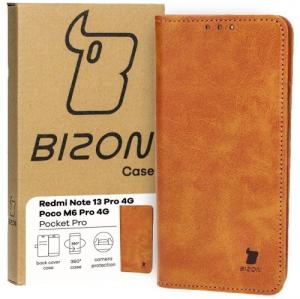 Etui z klapką Bizon Case Pocket Pro do Xiaomi Redmi Note 13 Pro 4G / Poco M6 Pro 4G, brązowe