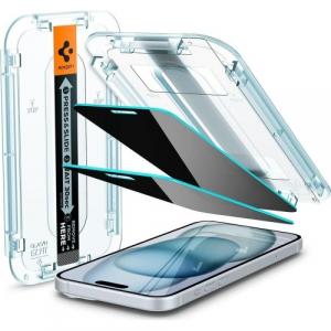 Szkło do etui + Aplikator Spigen Glas.tr Privacy EZ Fit 2-Pack do iPhone 15 / 16