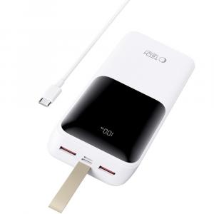 Powerbank Tech-Protect PB03 30000mAh, 2x USB-A, 1x USB-C, 1x Micro USB, 22.5W + kabel USB-C, biały