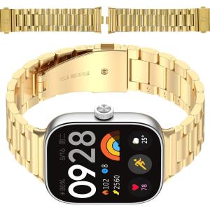 Pasek ze stali nierdzewnej Bizon Strap Watch Aura do Xiaomi Smart Band 9 Pro/8 Pro / Redmi Watch 5/4, złoty