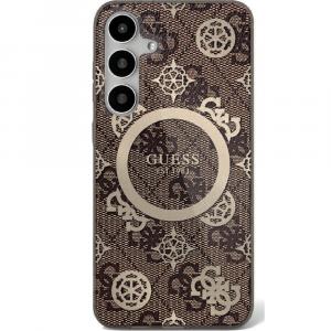 OUTLET: Etui Guess 4G Electroplated Peony MagSafe do Galaxy S25, brązowe