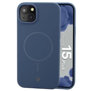 Silikonowe etui z pierścieniem magnetycznym Bizon Soft Case Magnetic do iPhone 15 Plus, granatowe