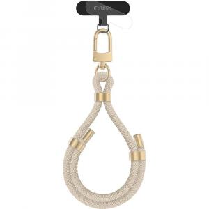 Smyczka na nadgarstek do telefonu Tech-Protect C4S Rope Wrist Strap, beżowa ze złotymi elementami