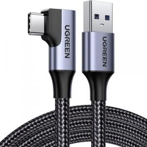 Kabel kątowy (90°) Ugreen US385 USB-A do USB-C, 5Gb/s, 3A, 1m, czarny