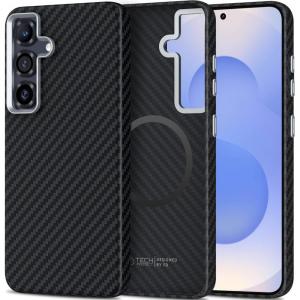 Etui Tech-Protect Ion Carbon MagSafe do Galaxy S25, czarne z włóknem węglowym