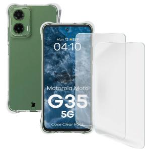 Elastyczne etui + 2x folia na ekran Bizon Case Clear Pack do Motorola Moto G35 5G