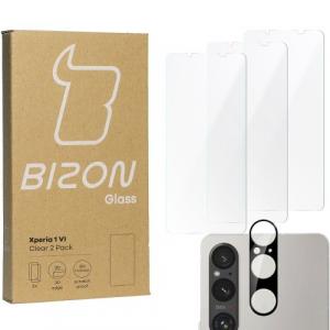 3x Szkło + szybka na aparat BIZON Clear 2 Pack do Sony Xperia 1 VI