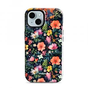 Etui ochronne do iPhone 15, Mobiwear Elite Pro, kolorowo-kwieciste