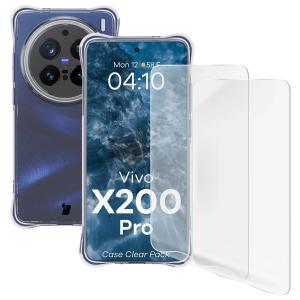 Elastyczne etui + 2x folia na ekran Bizon Case Clear Pack do Vivo X200 Pro
