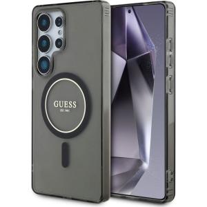 Etui Guess Glitter Circle Classic Logo do MagSafe do Galaxy S25 Ultra, czarne