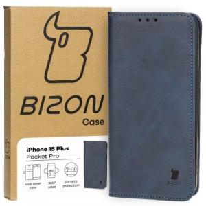 Etui z klapką Bizon Case Pocket Pro do iPhone 15 Plus, granatowe