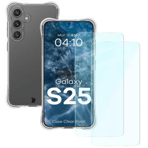Elastyczne etui + 2x szkło hartowane Bizon Case Clear Pack do Galaxy S25