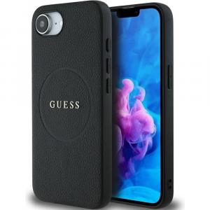 Etui Guess Hardcase Grained Ring do MagSafe do iPhone 16e, czarne