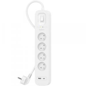 Listwa antyprzepięciowa do 525J Belkin SRB001CA2M, 4x AC EU, 1x USB-C PD, 1x USB-A, biała